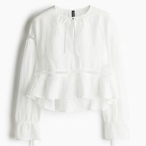 NWT Flowy H&M White Ruffled Blouse